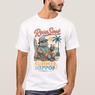 Camiseta Tanque Gráfico de Hipopótamo de Verano Retro  Vint