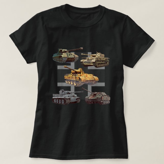 Camiseta Tanques alemanes WW2 V Panther Tigre 1 Tigre (Diseño del anverso)