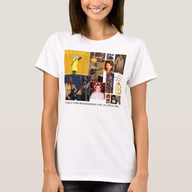 Camiseta Tanto ComicBookGoddess, tan poca hora… (Anverso)