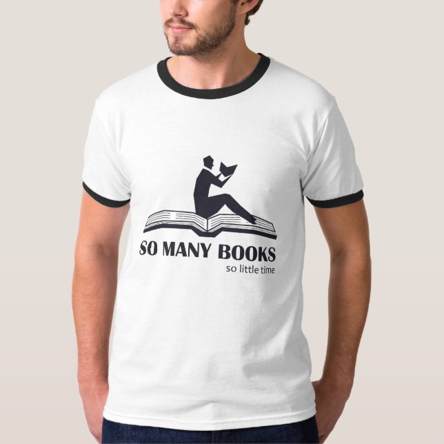 Camiseta Tantos libros tan poco tiempo - lectura masculina (Anverso)