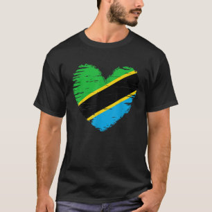 Camiseta Tanzania Corazón vestida Tanzania Bandera del Cora
