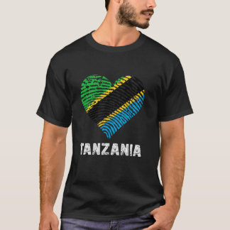 Camiseta Tanzania Huella dactilar Orgullo Tanzano Corazón T