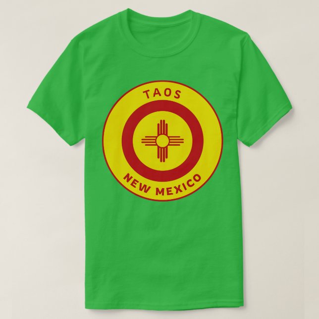 Camiseta Taos Nuevo México Bandera Zia Bullseye (Diseño del anverso)