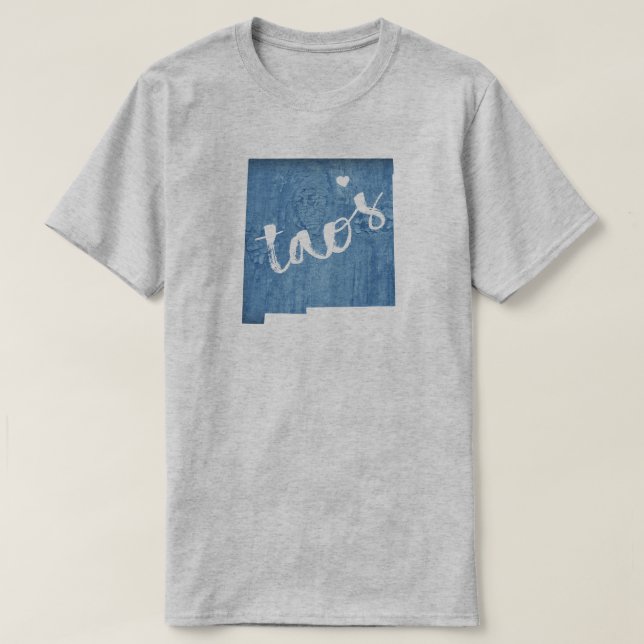 Camiseta Taos Nuevo México Grano de Madera (Diseño del anverso)