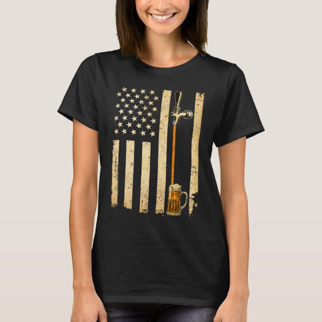 Camiseta Tap Cerveza Bandera de Estados Unidos Diversión bo (Anverso)