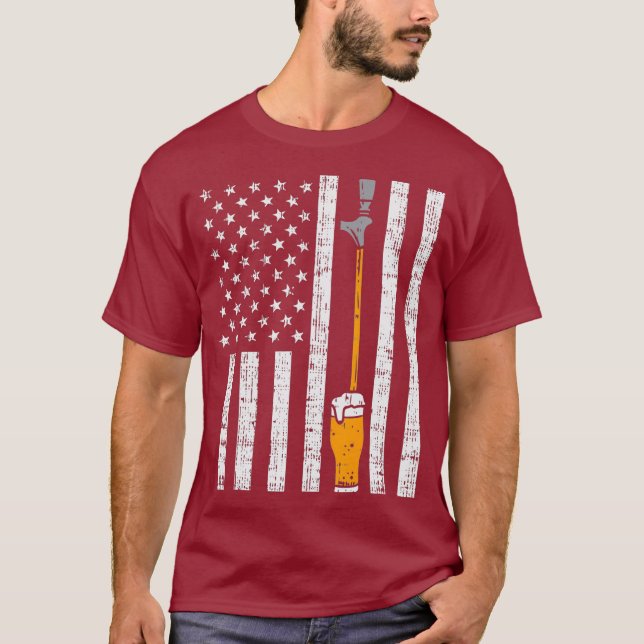 Camiseta Tap Cerveza Bandera US Diversión borrador Día de l (Anverso)