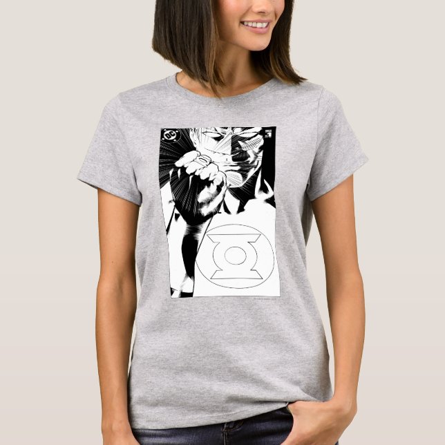 Camiseta Tapa de cierre de linterna verde, negro y blanco (Anverso)