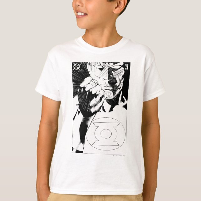 Camiseta Tapa de cierre de linterna verde, negro y blanco (Anverso)