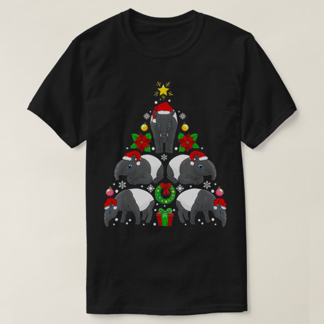Camiseta Tapir Navidades de árboles de Navidad Regalos anim (Diseño del anverso)
