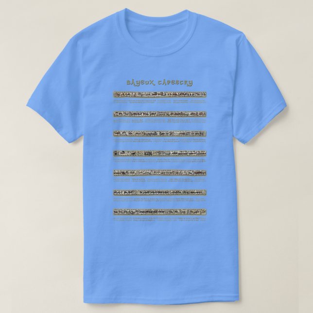 Camiseta Tapiz Bayeux Escenas Completas En Fondo Beige (Diseño del anverso)