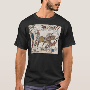 Camiseta Tapiz Bayeux. Matan al Rey Harold. Flecha en e