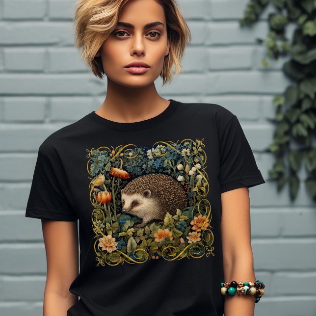 Camiseta Tapiz Cute Hedgehog Estilo William Morris (Subido por el creador)