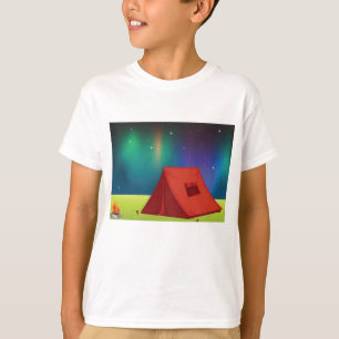 Camiseta Tarde de camping con luces del norte vibrantes