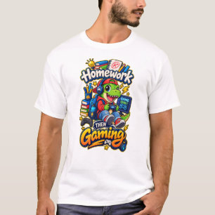 Camiseta Tareas Luego Juego Divertido Jugador Dinosaurio Ni