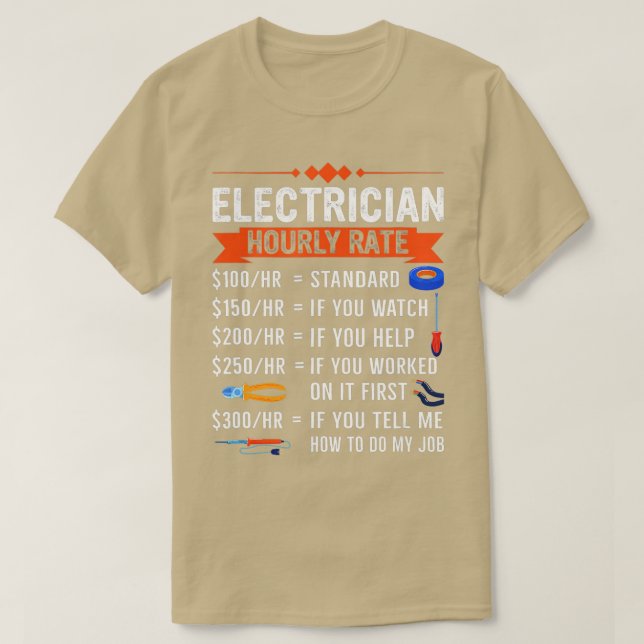 Camiseta Tarifa HORA Electricista Con Herramientas Eléctric (Diseño del anverso)
