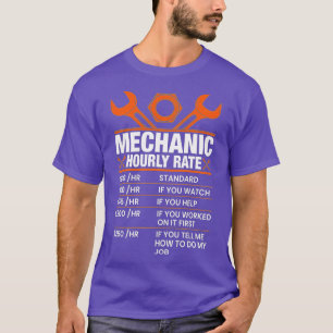 Camiseta Tarifa HORA Mecánica Graciosa Regalo Tasas de Trab