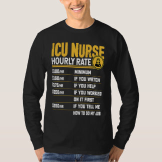 Camiseta Tarifa por hora de enfermera de UCI Enfermera de c