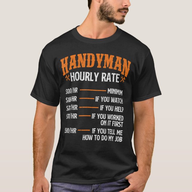 Camiseta Tarifa por hora de Handyman - Trabajador de repara (Anverso)