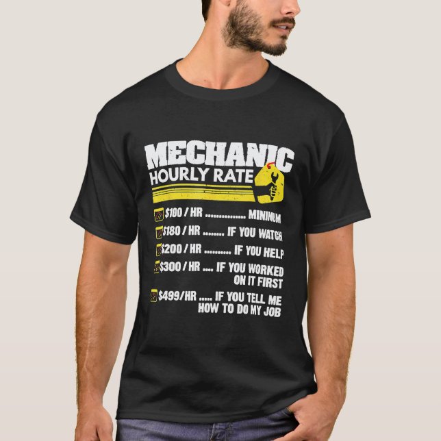 Camiseta Tarifa por Hora de Mecánico (Anverso)