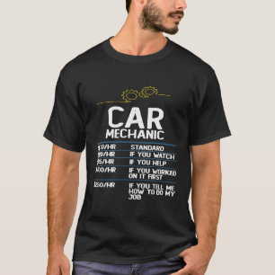 Camiseta Tarifa por hora de mecánico de automóviles