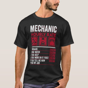 Camiseta tarifa por hora de mecánico día de trabajo mujeres