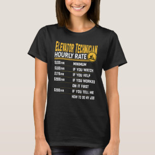 Camiseta Tarifa por hora del técnico de ascensores Mecáni