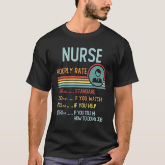 Camiseta Tarifa Por Hora Enfermera Título Laboral
