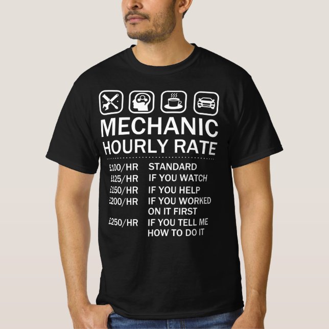 Camiseta Tarifa por hora mecánica - Ingeniero de automóvile (Anverso)