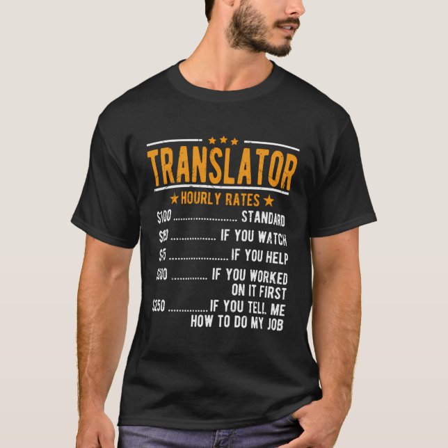 Camiseta Tarifas horarias del traductor (Anverso)