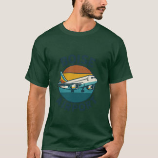 Camiseta Tarjeta Boise Airport con Jet y Sunset Horizon