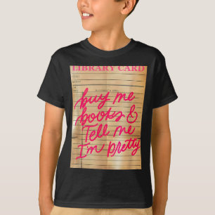 Camiseta Tarjeta de biblioteca compra libros y dice rosa di