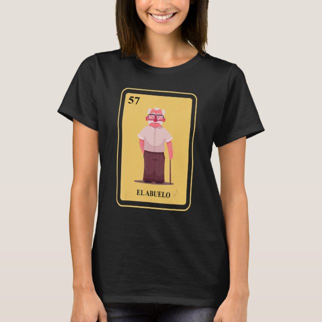 Camiseta Tarjeta de bingo tradicional mexicana El Abuelo (Anverso)