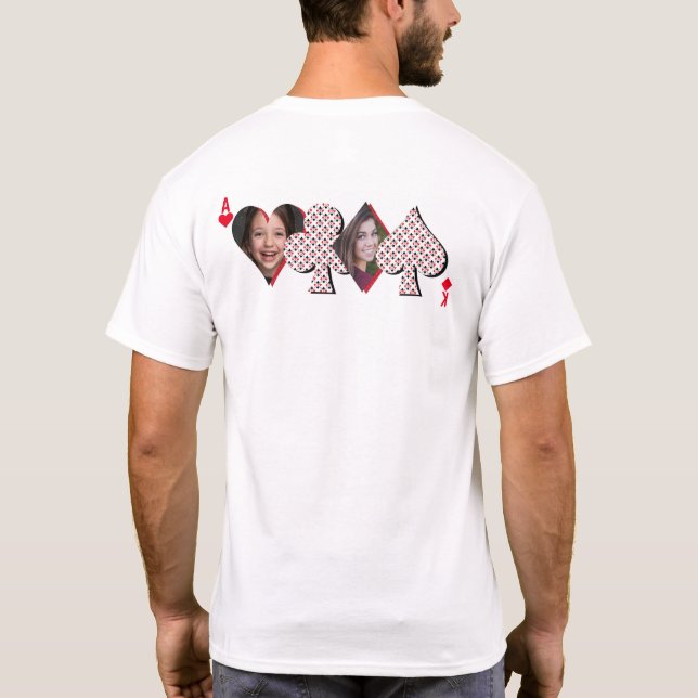 Camiseta Tarjeta de Collage de fotos personalizada Poker (Reverso)