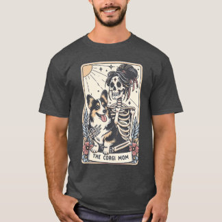 Camiseta Tarjeta de Corgi Momarot Vintage Esqueleto Espeluz