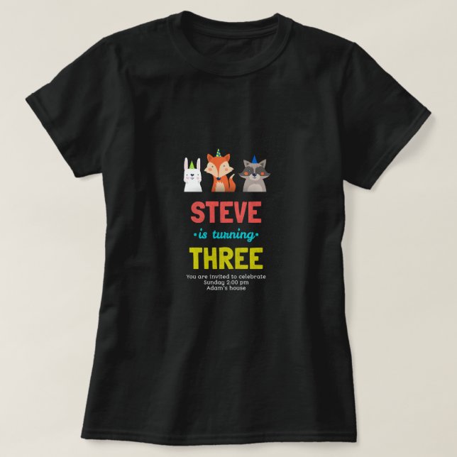 Camiseta Tarjeta de cumpleaños de animales lindos (Diseño del anverso)