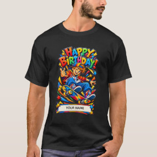 Camiseta Tarjeta de cumpleaños personalizada de monopatín p