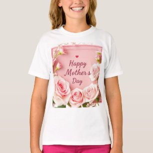 Camiseta Tarjeta de Feliz Día de la Madre con Rosa Rosa Ele