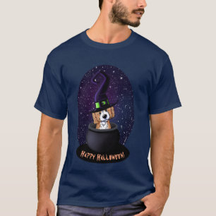 Camiseta Tarjeta de Halloween de Bruja Perro Garabato de Ki