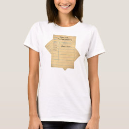 Camiseta Tarjeta de libro de encargo de la biblioteca