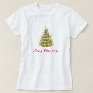 Camiseta Tarjeta de Navidad de árbol de Navidad tradicional
