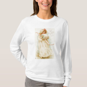 Camiseta Tarjeta de Navidad que representa a un chica con