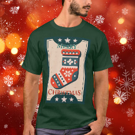 Camiseta Tarjeta de Navidad vintage con Ilustracion de rese
