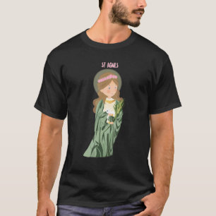 Camiseta Tarjeta de oración de Santa Inés de Roma Catolica 