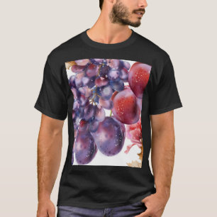 Camiseta Tarjeta de otoño de acuarela de uvas vintage