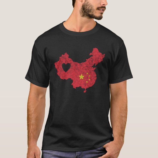 Camiseta Tarjeta de país de China con bandera (Anverso)