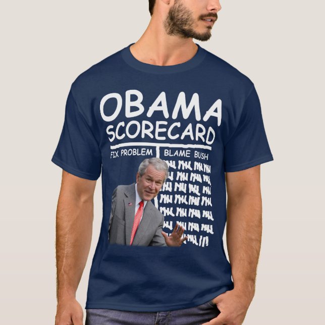 Camiseta Tarjeta de puntuación de Obama - culpa Bush (Anverso)