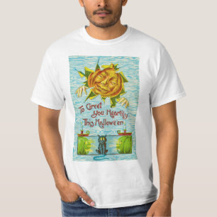 Camiseta tarjeta de saludo de halloween vintage