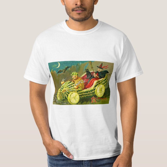 Camiseta tarjeta de saludo de halloween vintage (Anverso)