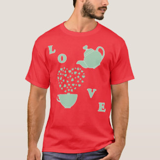 Camiseta Tarjeta de saludo Valentinex27s Day Teapot cup cor