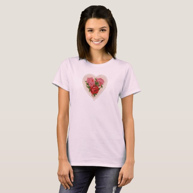 Camiseta Tarjeta de San Valentín de Doily White Lace de Vic (Anverso completo)